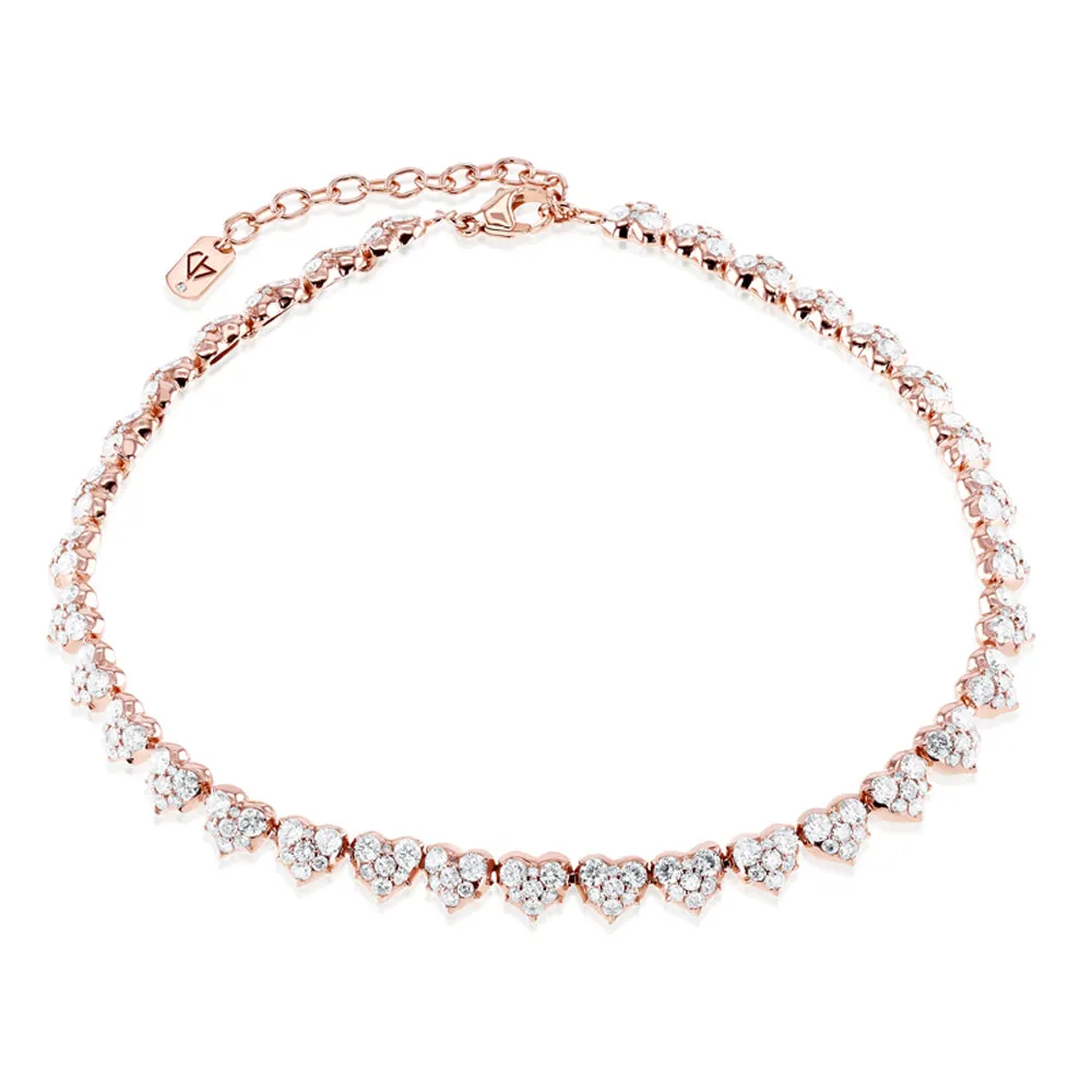 10 Carat Heart Tennis Necklace