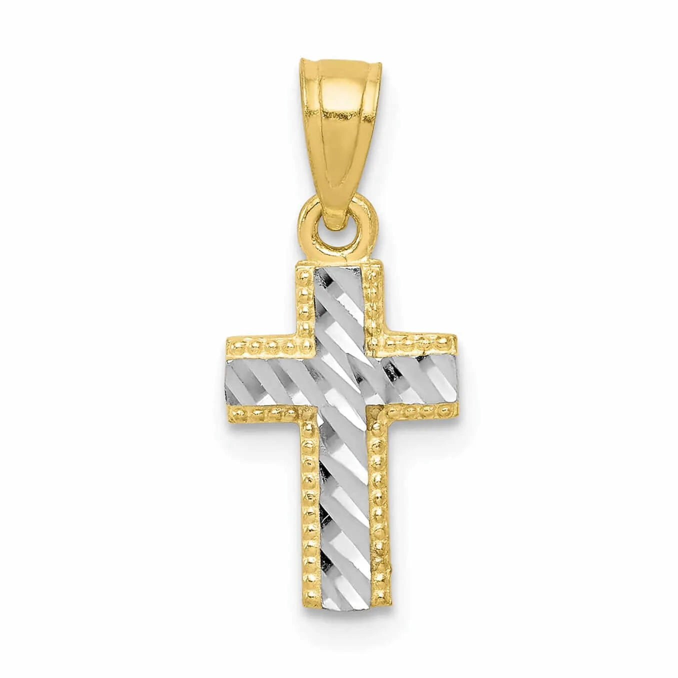 10k Yellow Rhodium Small Cross Pendant