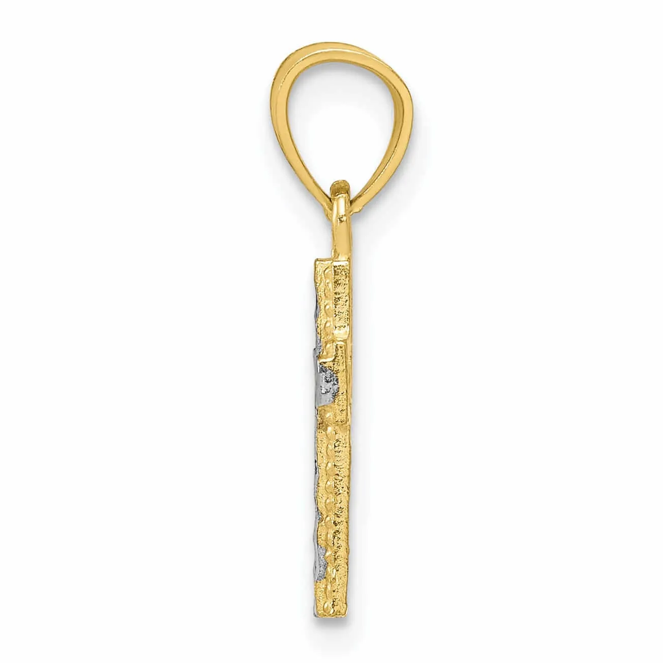 10k Yellow Rhodium Small Cross Pendant