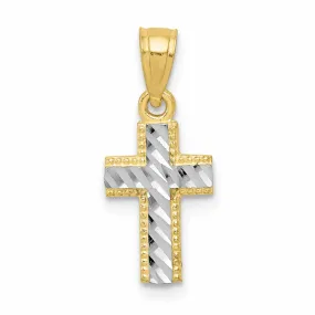 10k Yellow Rhodium Small Cross Pendant