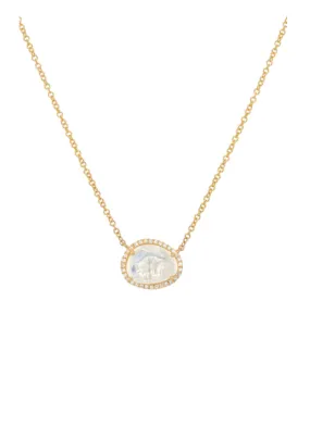 14K Gold Diamond Moonstone Necklace