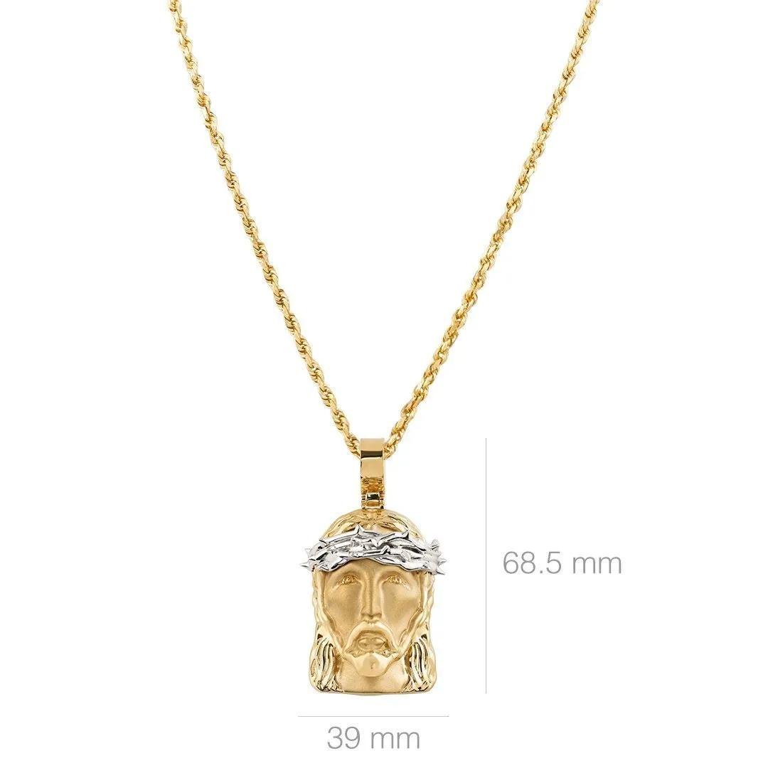 14k GoldTwo Tone Jesus Head Pendant