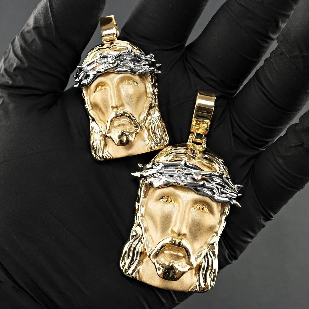 14k GoldTwo Tone Jesus Head Pendant