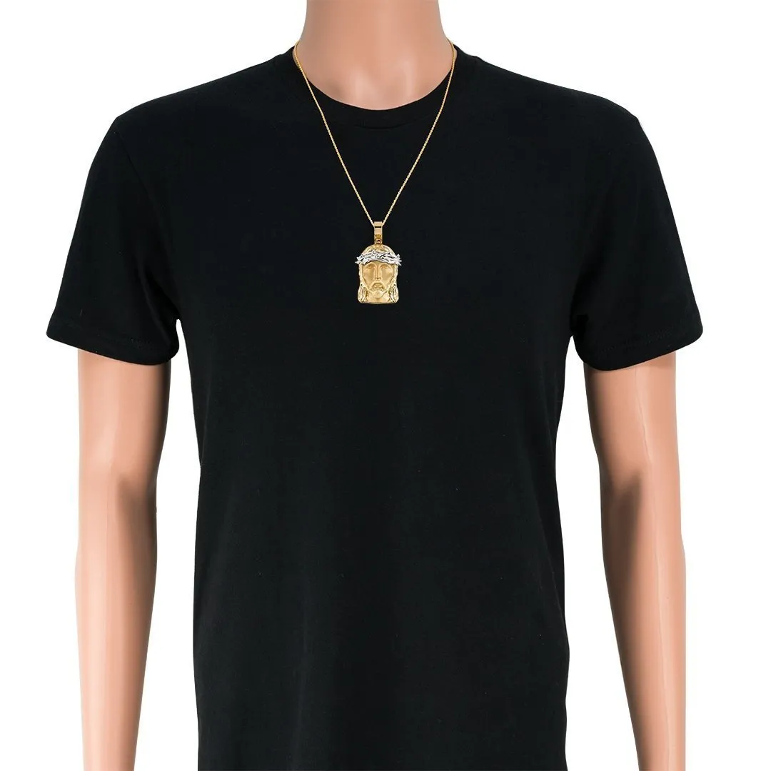 14k GoldTwo Tone Jesus Head Pendant