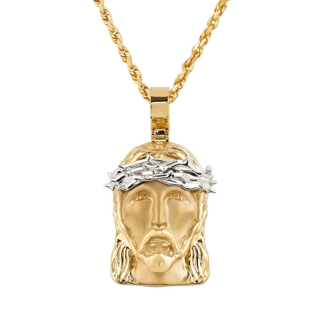 14k GoldTwo Tone Jesus Head Pendant