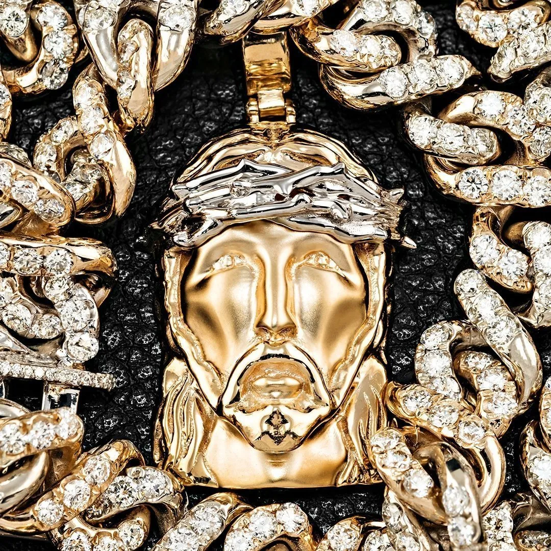 14k GoldTwo Tone Jesus Head Pendant