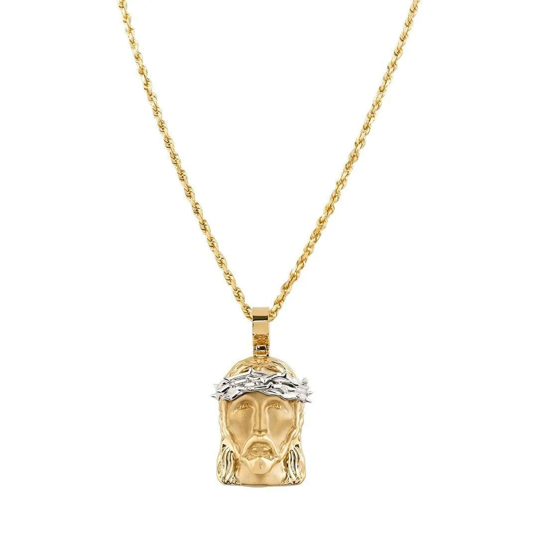 14k GoldTwo Tone Jesus Head Pendant