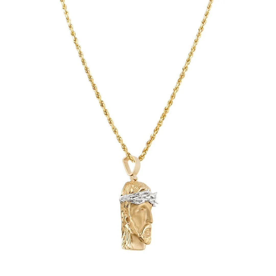 14k GoldTwo Tone Jesus Head Pendant
