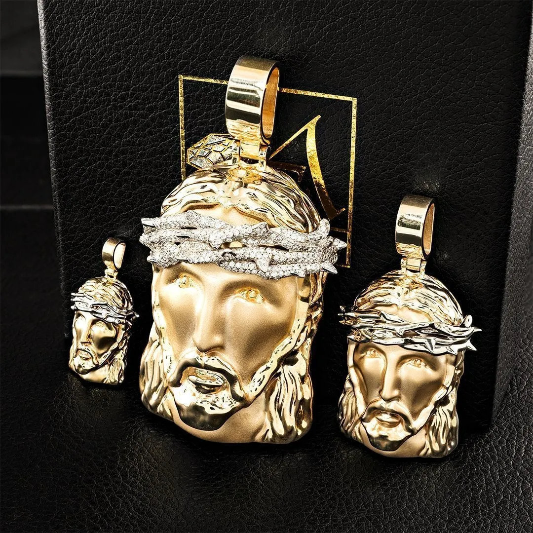 14k GoldTwo Tone Jesus Head Pendant