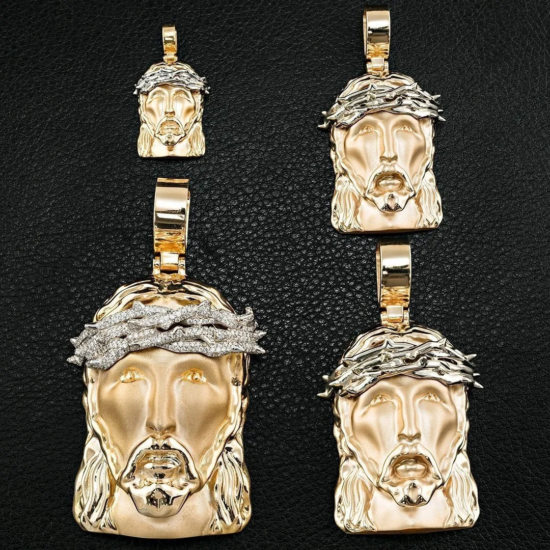 14k GoldTwo Tone Jesus Head Pendant