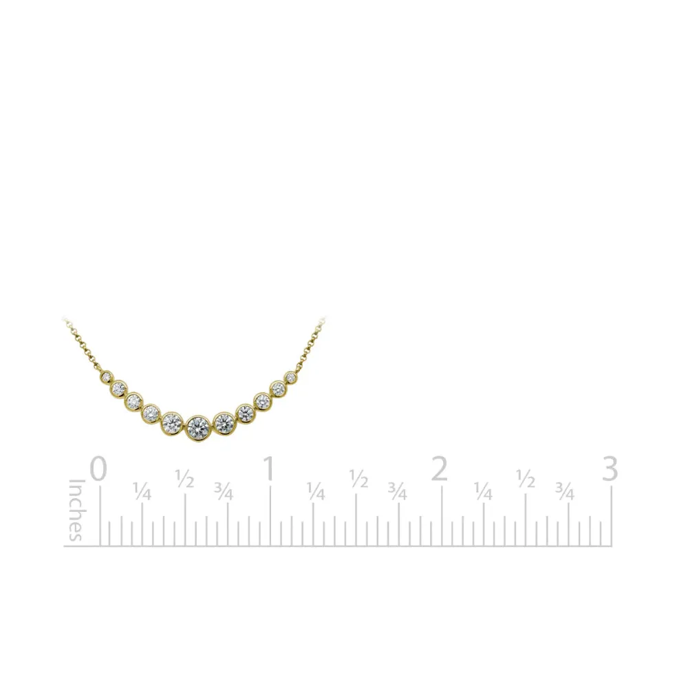 14k Graduated Diamond Bar Pendant Necklace