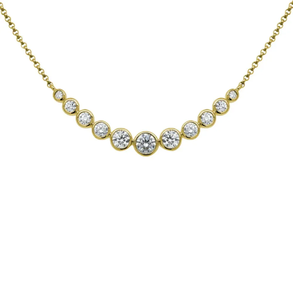 14k Graduated Diamond Bar Pendant Necklace