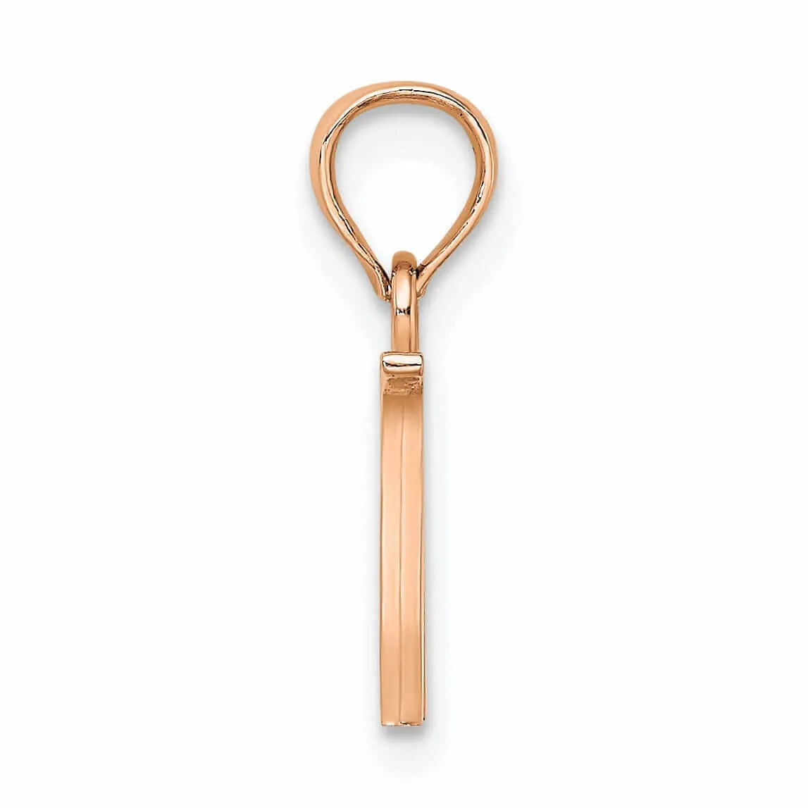 14K Rose Gold Block Design Small Letter W Initial Charm Pendant