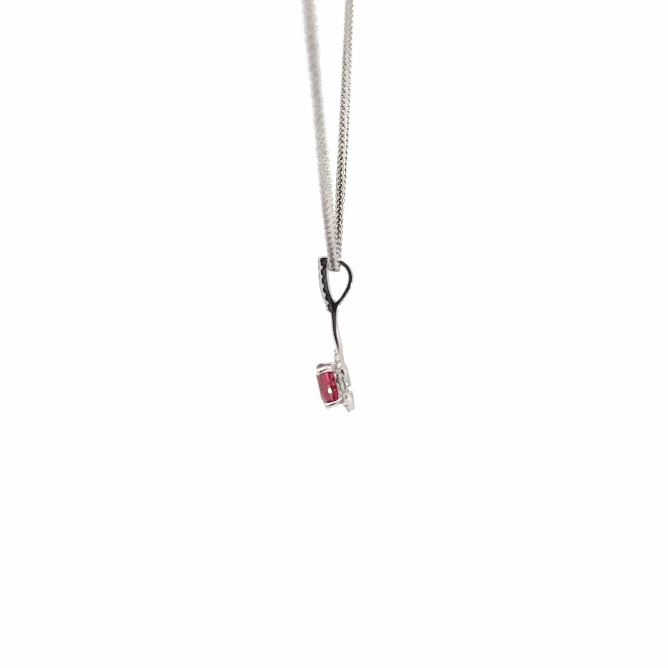 14k White Gold Natural Ruby Pendant Necklace
