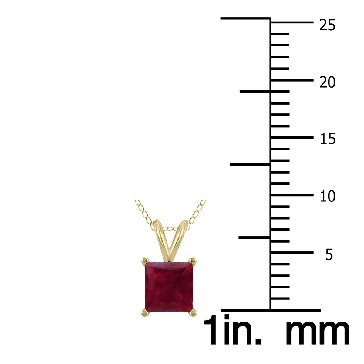 14K Yellow Gold 4Mm Square Ruby Pendant