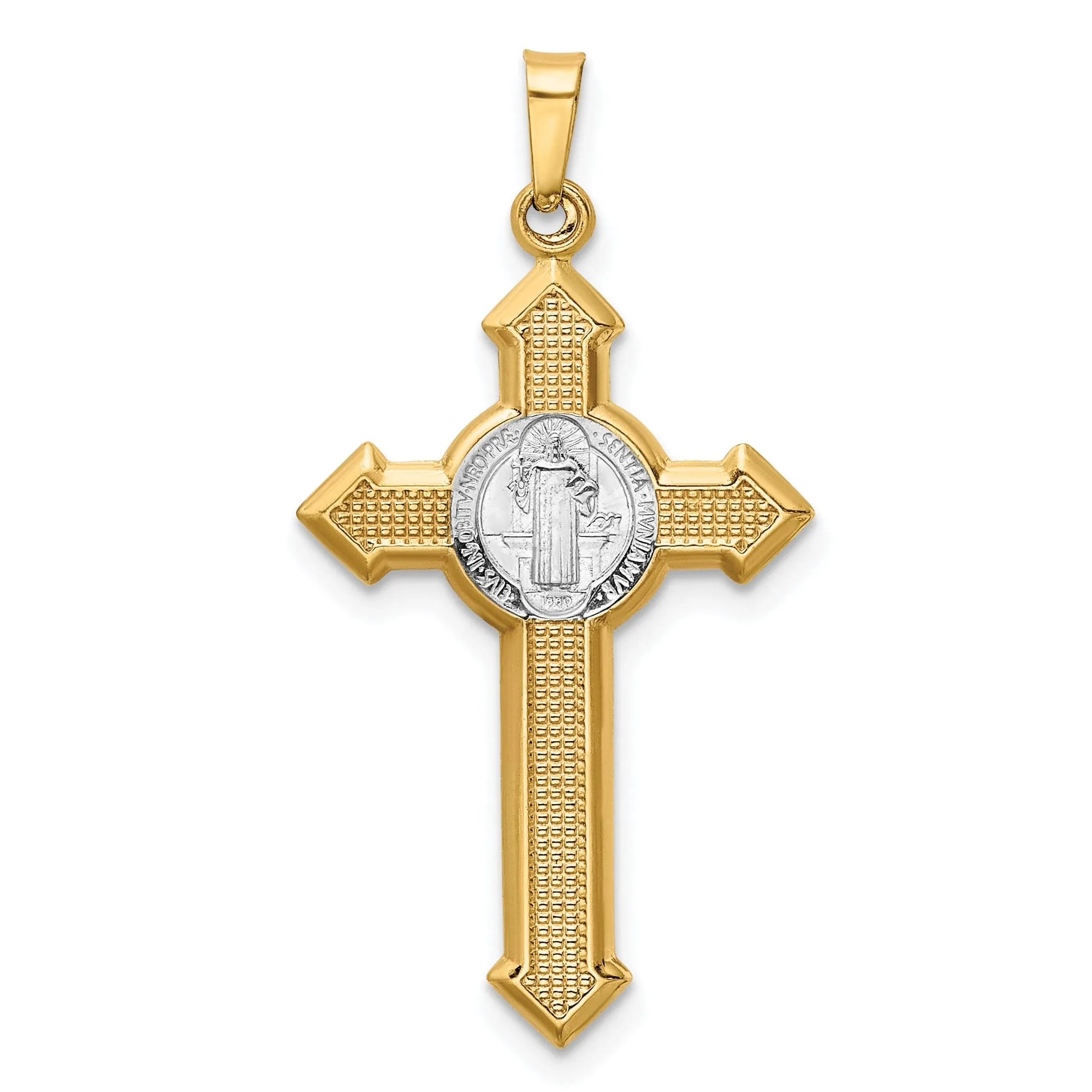14k Yellow Gold Saint Benedict INRI Crucifix