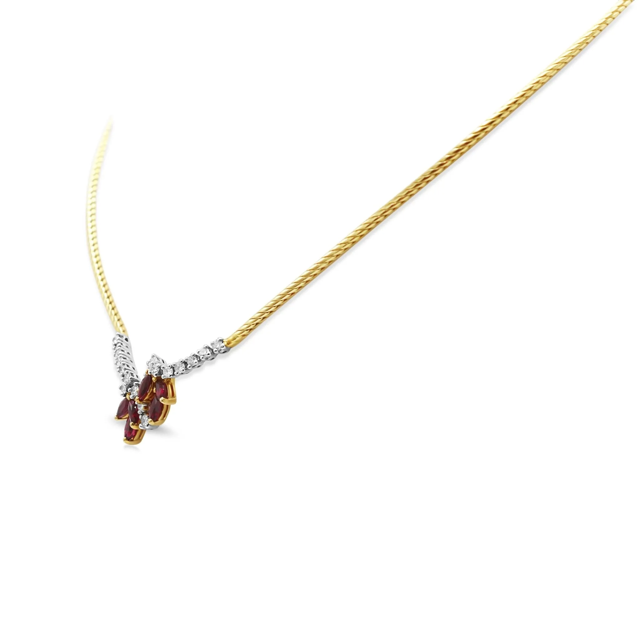 18ct Diamond & Marquise Cut Ruby Set Choker Necklace