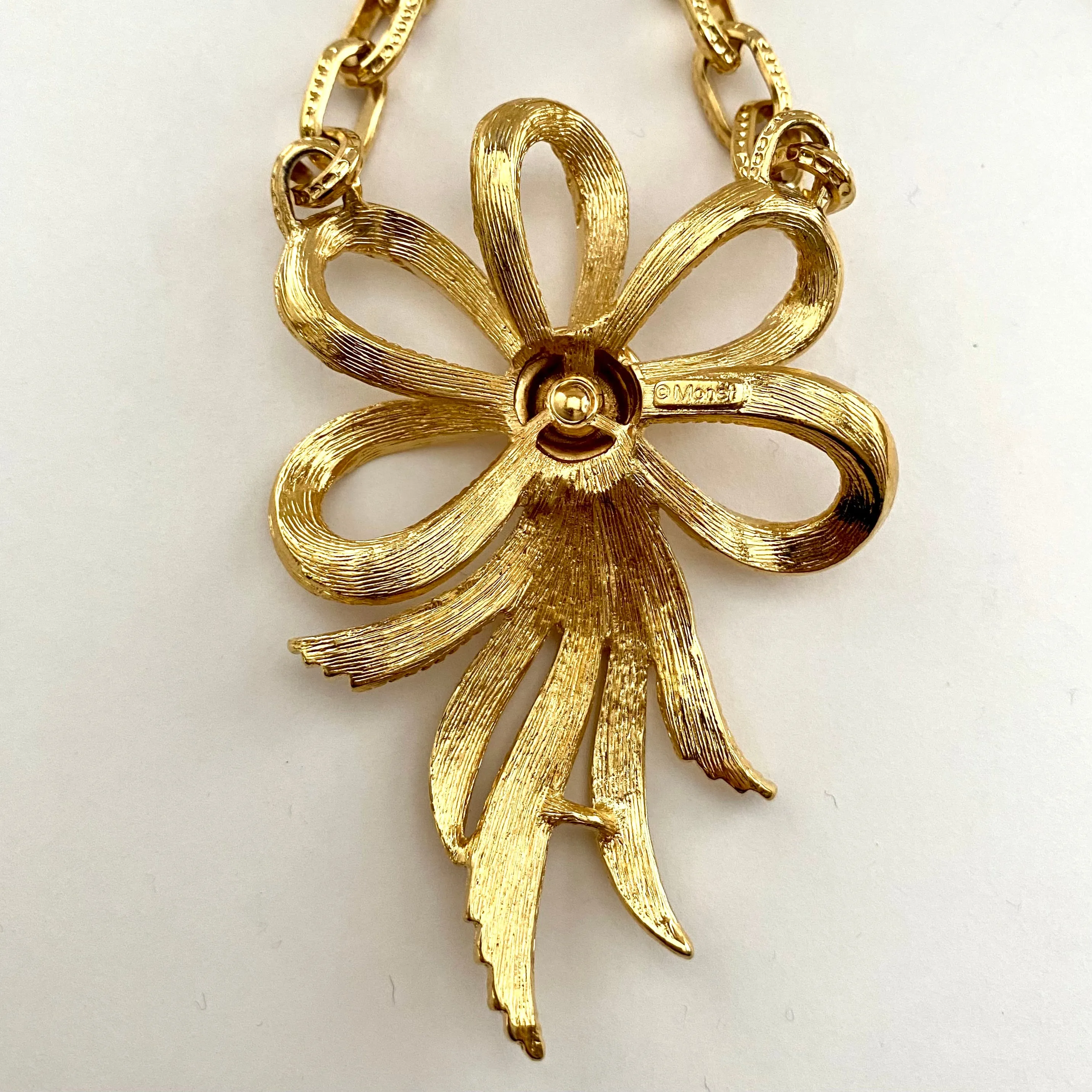 1980s Monet Bow Pendant Chain Necklace