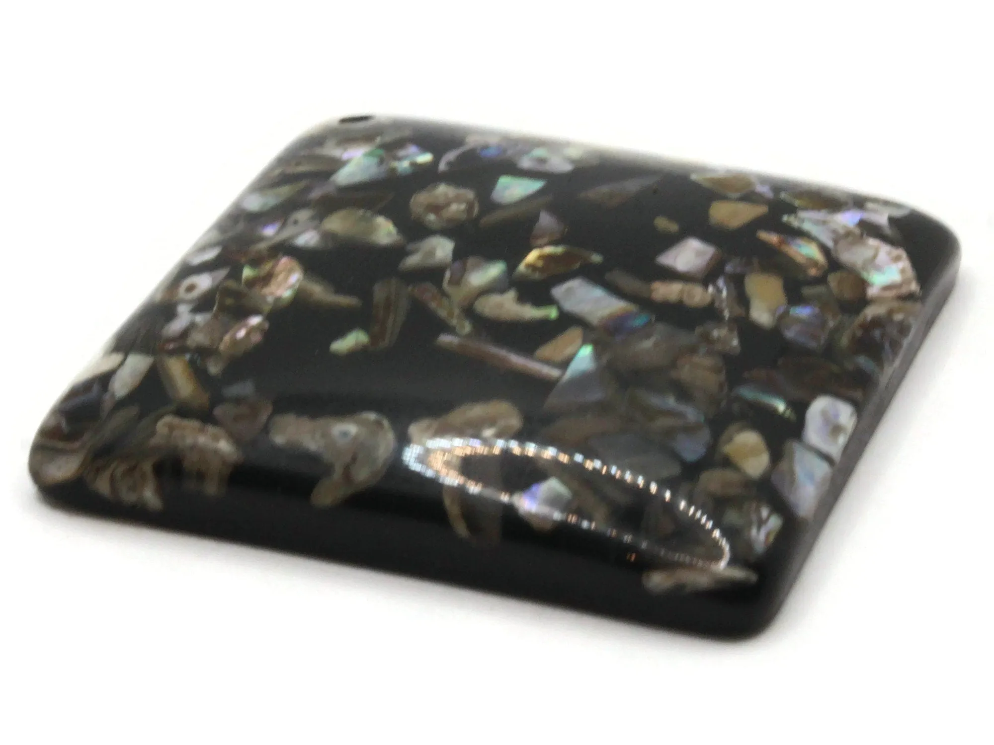 2 and 5/8 Inch Black Resin and Mother of Pearl Pendant Square Diamond Pendant