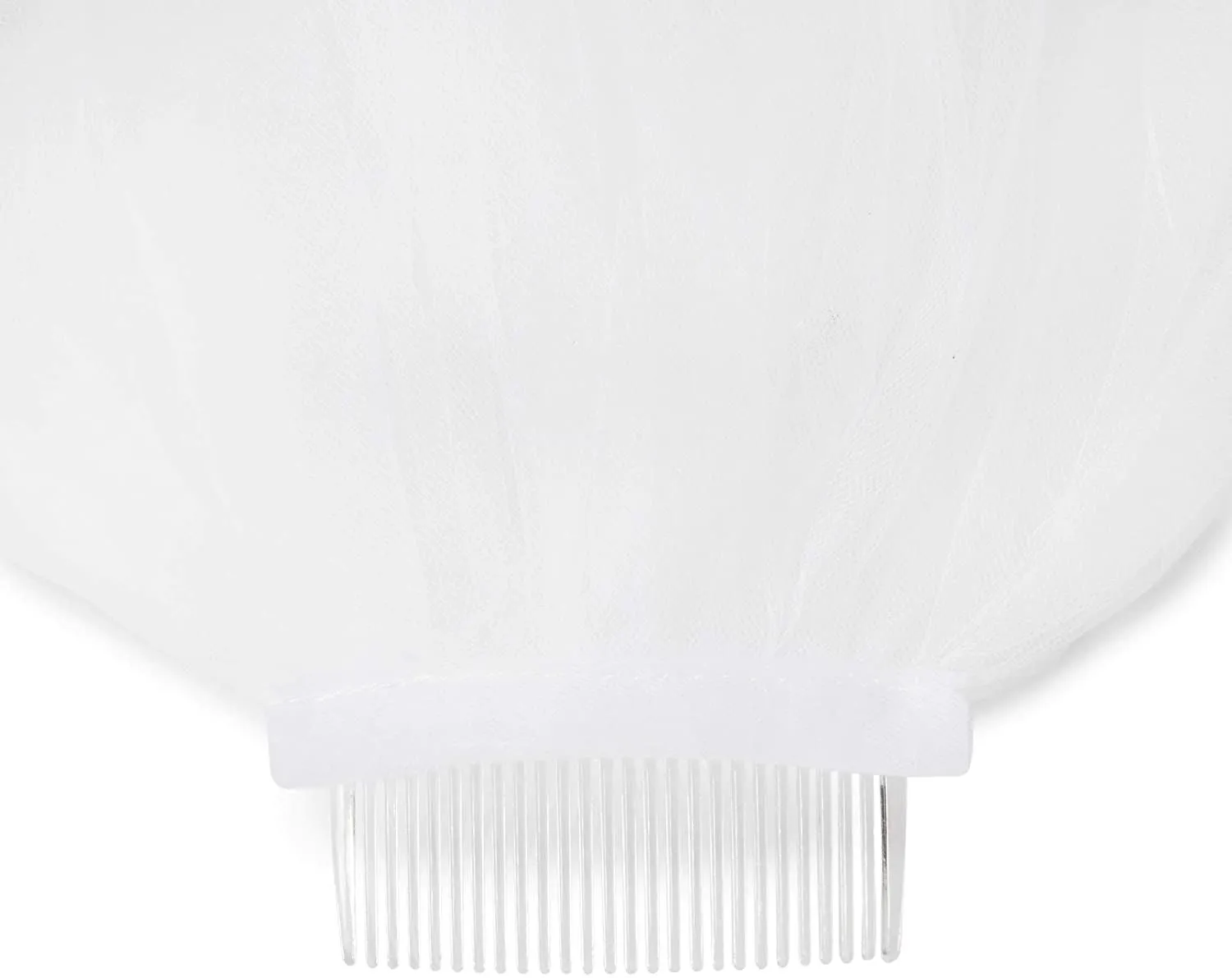 2 Tier Veil for Bride, White Bridal Wedding Veil with Crystals (30 In)
