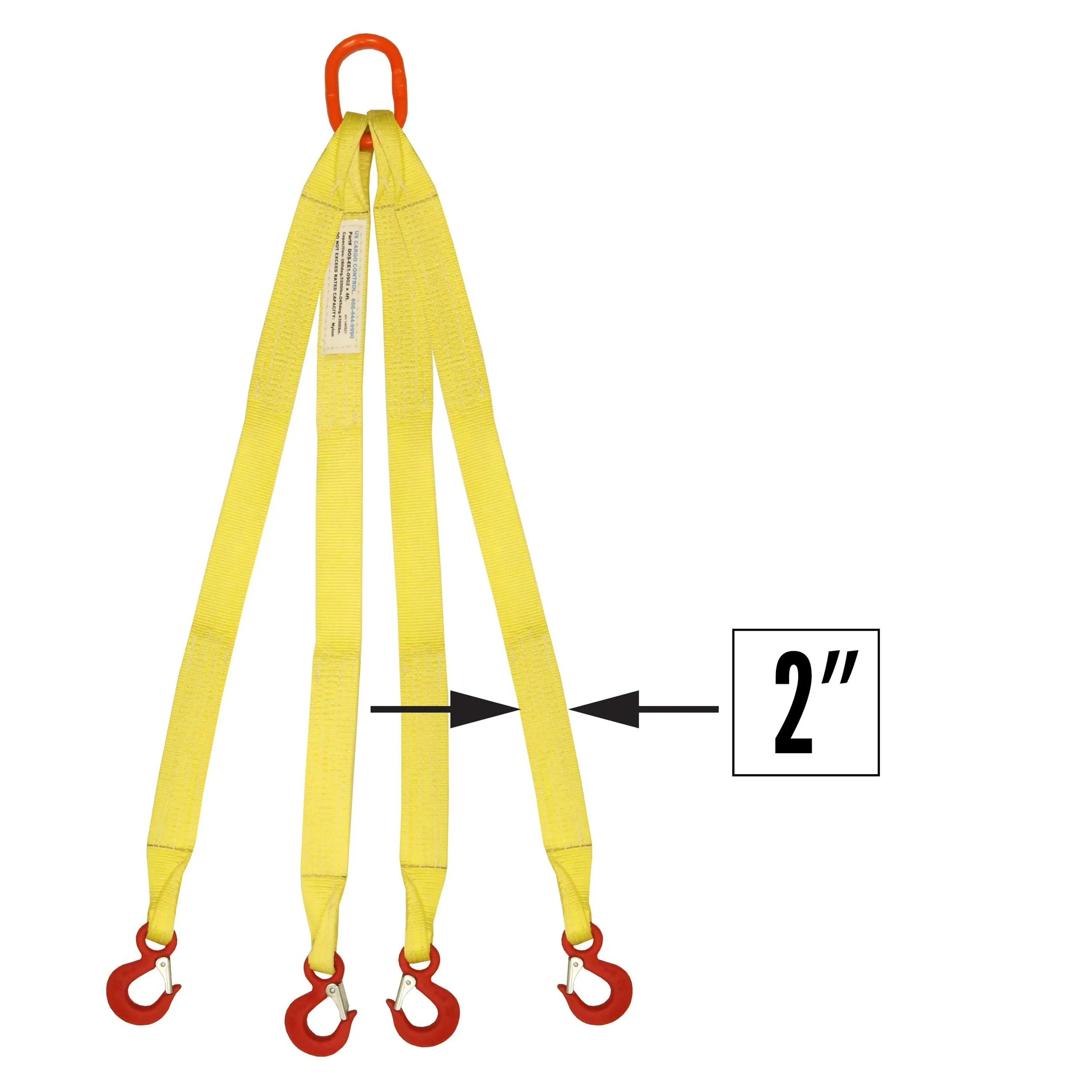 2"x7' (1 ply) Quad Leg Nylon Sling w/ Master Link & Sling Hook