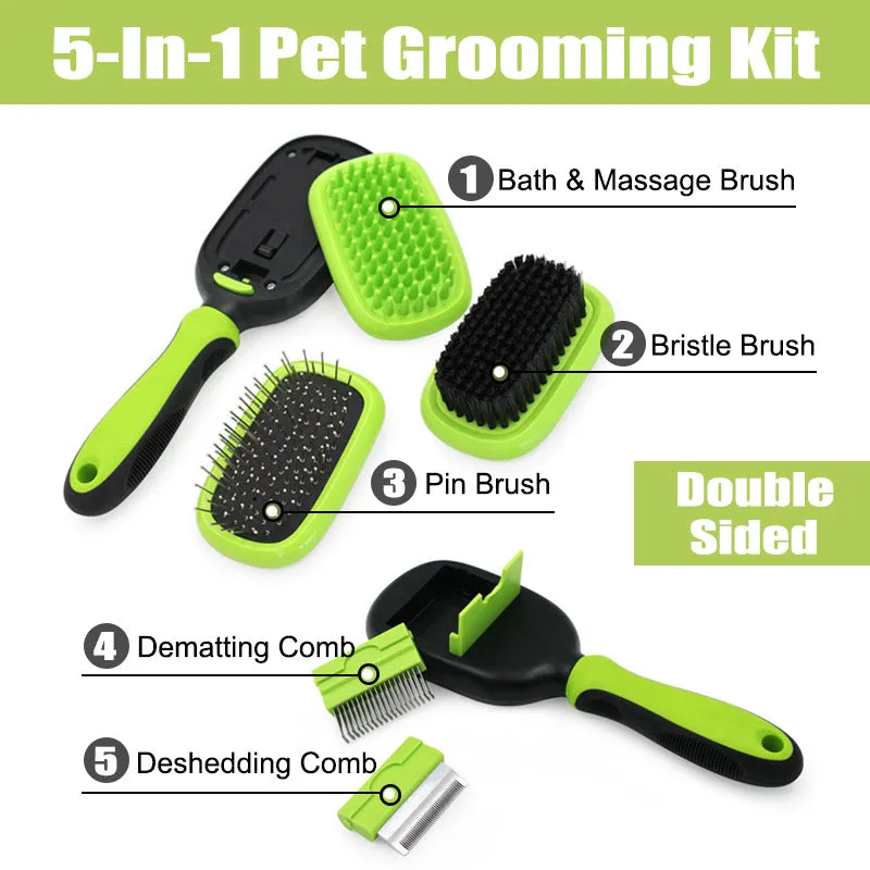 5 In 1 Grooming Comb & Brush Set