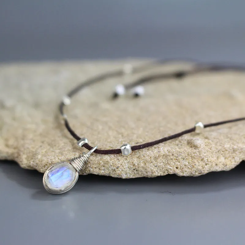 Adjustable Moonstone Choker Necklace