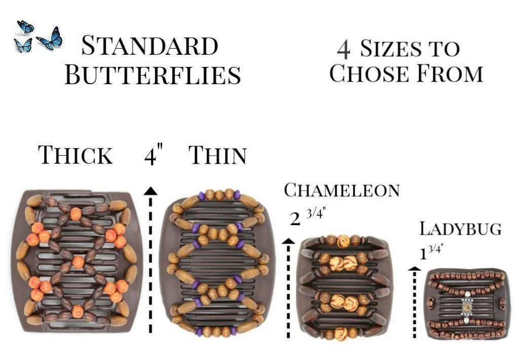African Butterfly Chameleon Hair Comb - Ndebele Black 16