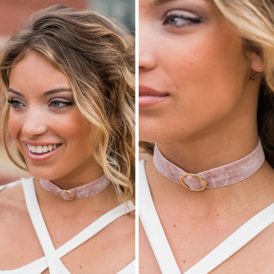 All Eyes On Me Rose Pink Velvet Choker