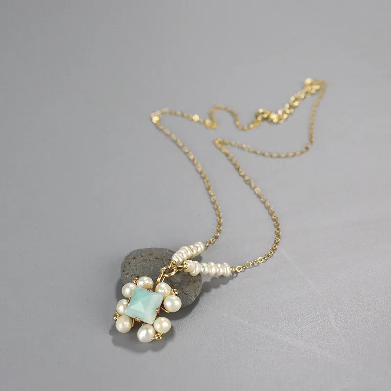 Amazonite Pearl Victoria Necklace