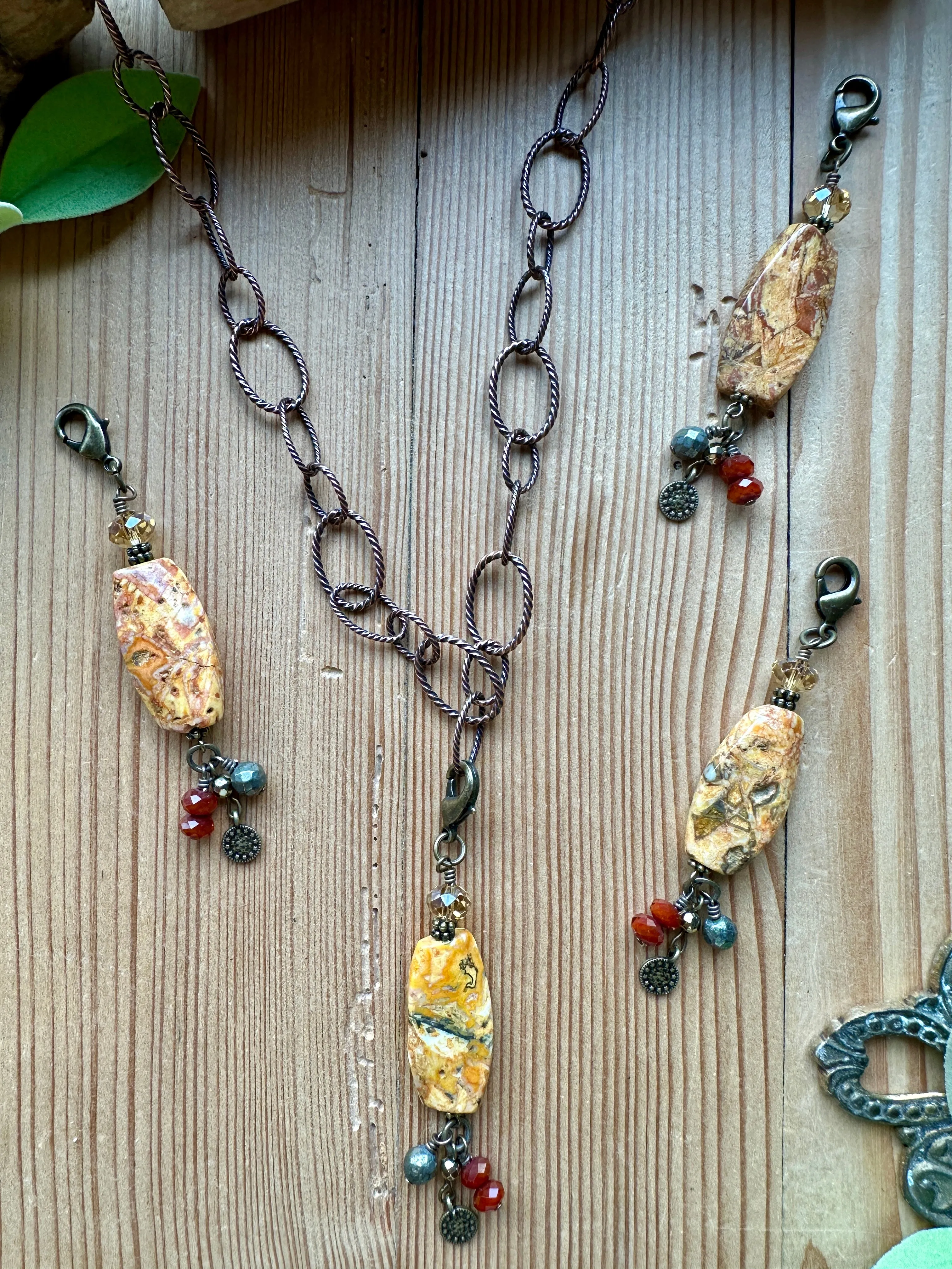 Autumn Spice Crazy Lace Agate Pendant