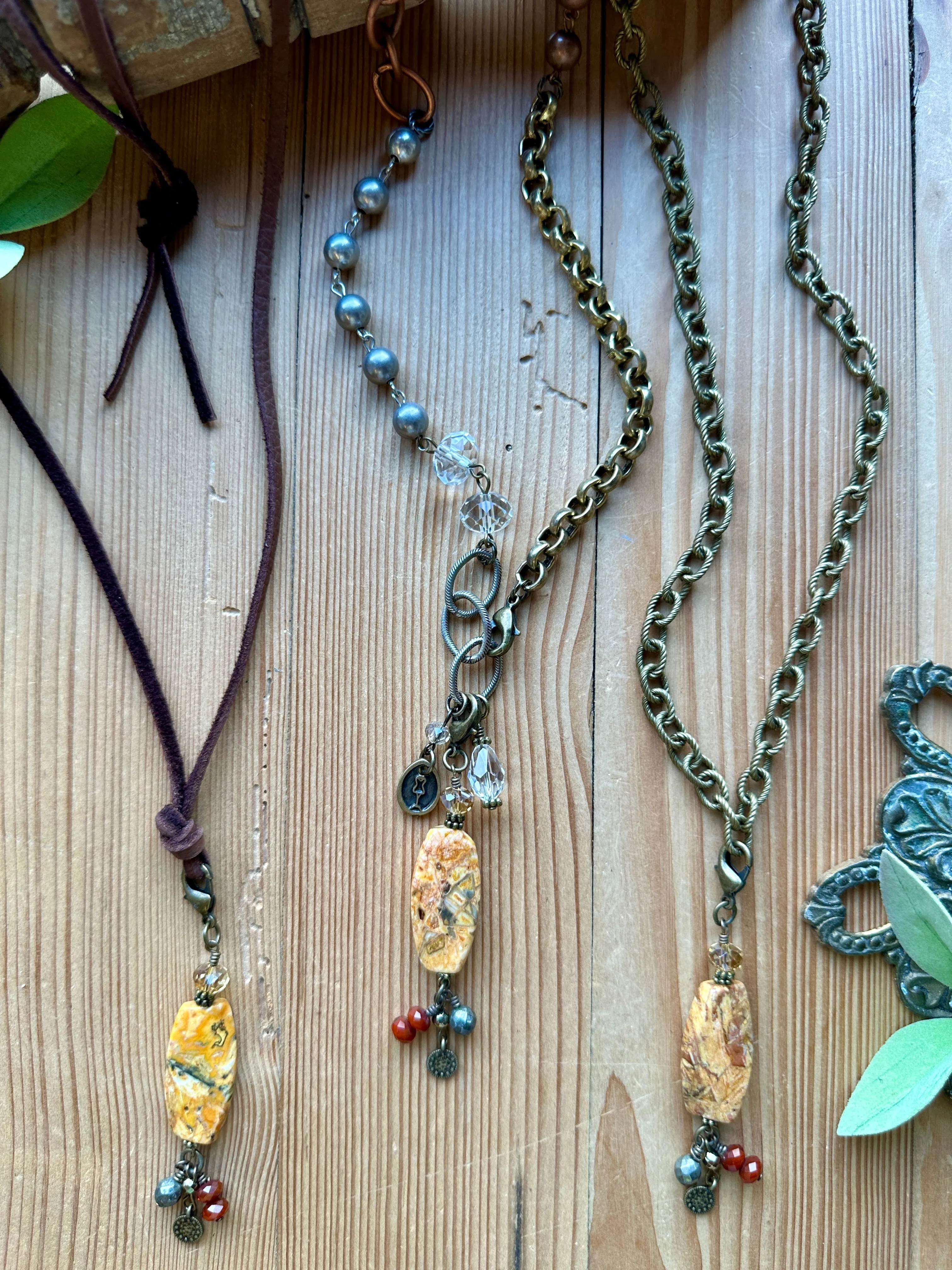 Autumn Spice Crazy Lace Agate Pendant