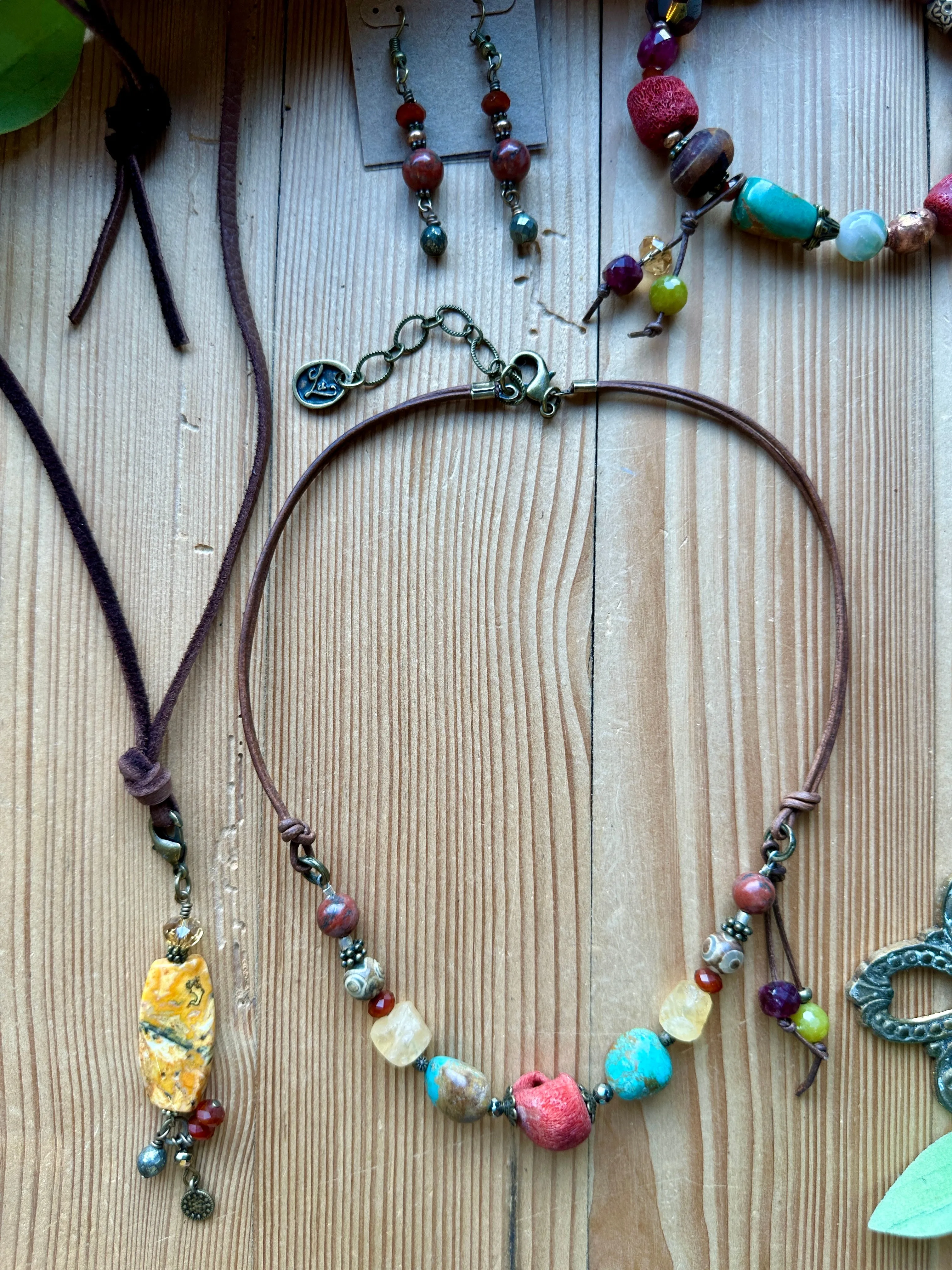 Autumn Spice Crazy Lace Agate Pendant