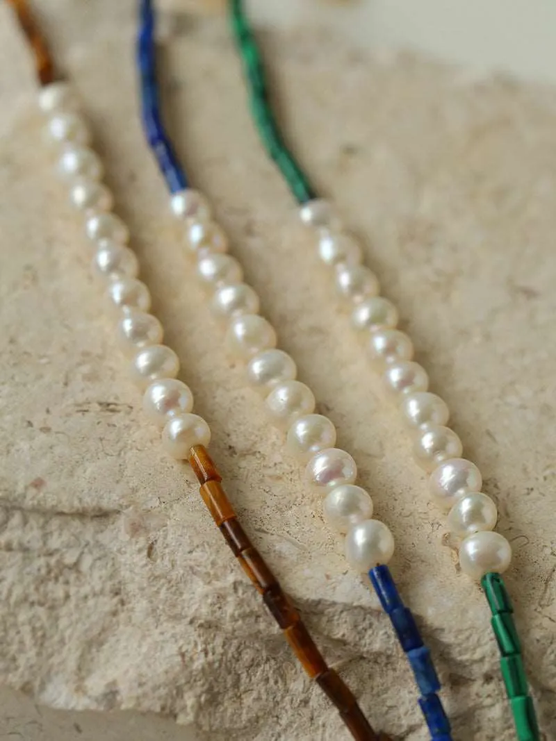 Azure Mosaic Freshwater Pearl Necklace
