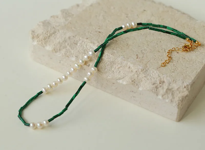 Azure Mosaic Freshwater Pearl Necklace