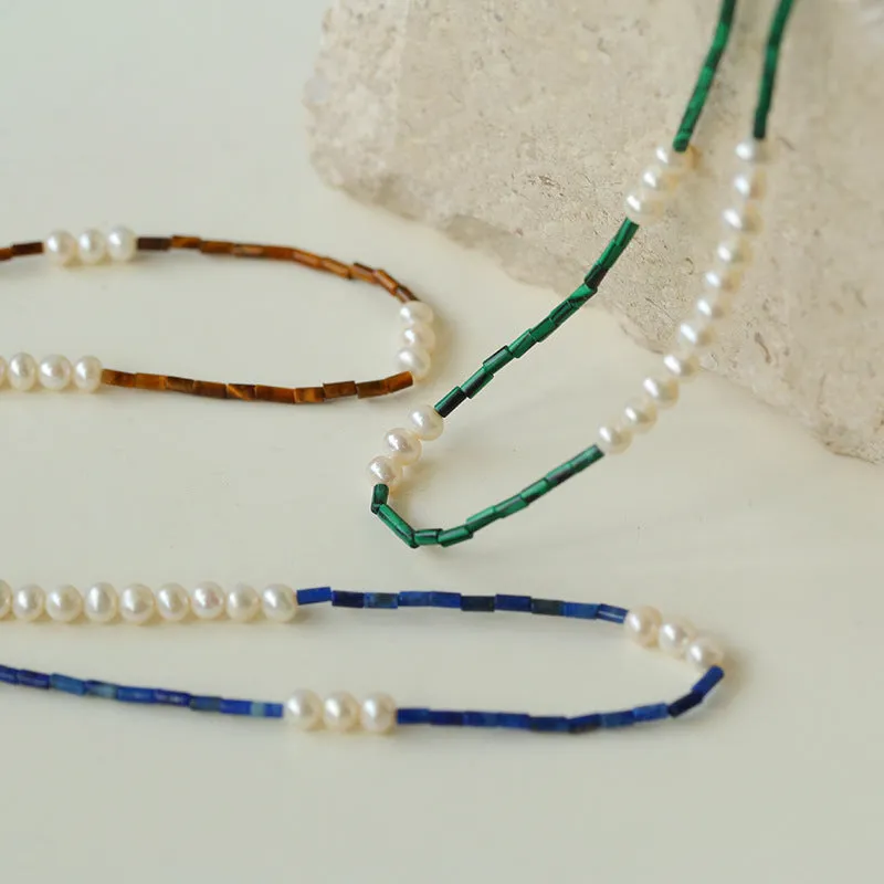 Azure Mosaic Freshwater Pearl Necklace