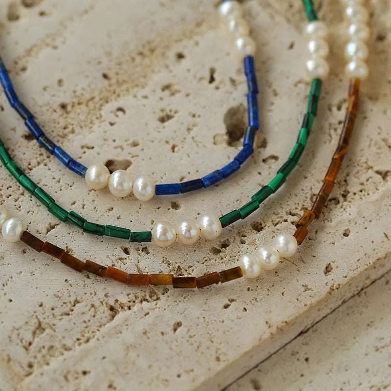 Azure Mosaic Freshwater Pearl Necklace