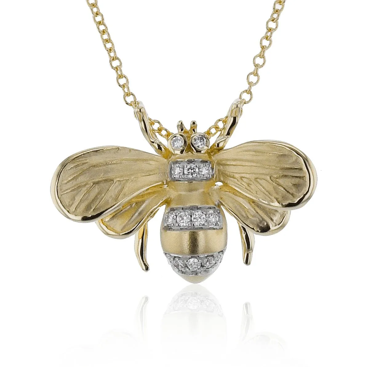 Bee Pendant Necklace in 18k Gold with Diamonds