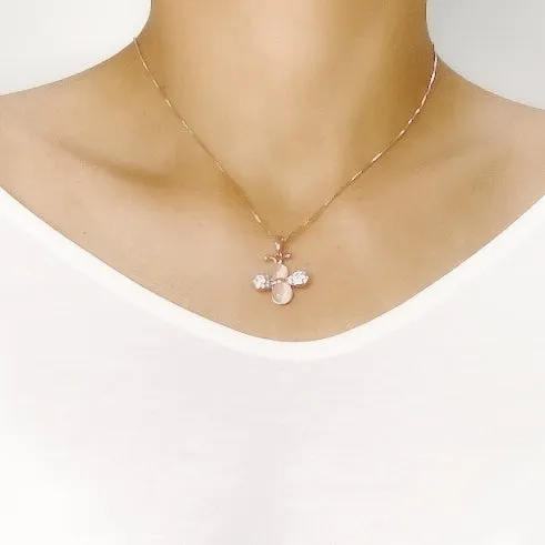 Bee Simulated Moonstone Pendant Necklace