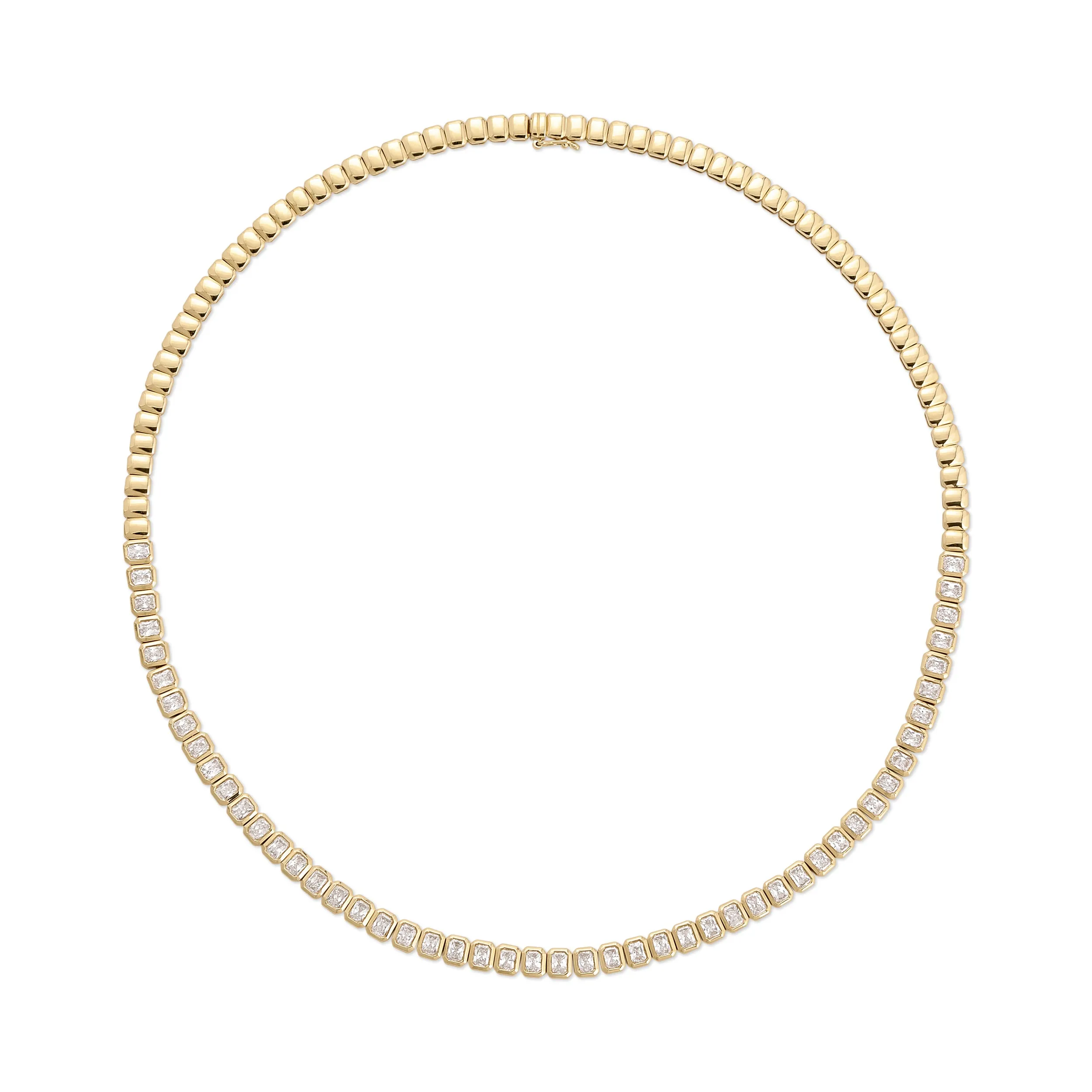 BEZELED RADIANT CUT DIAMOND CHOKER