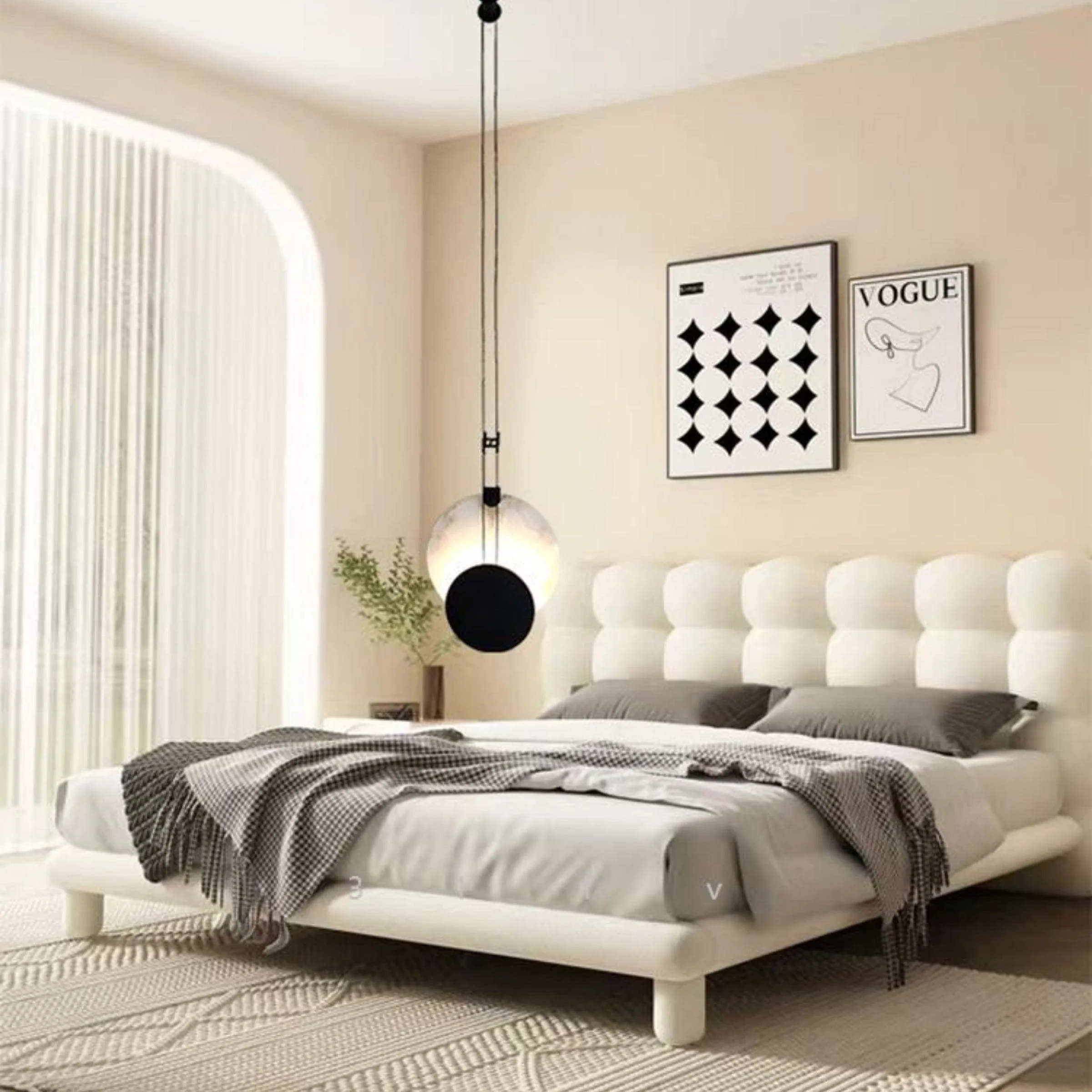 Black Paint Iron Disc Marble Pendant Lamp