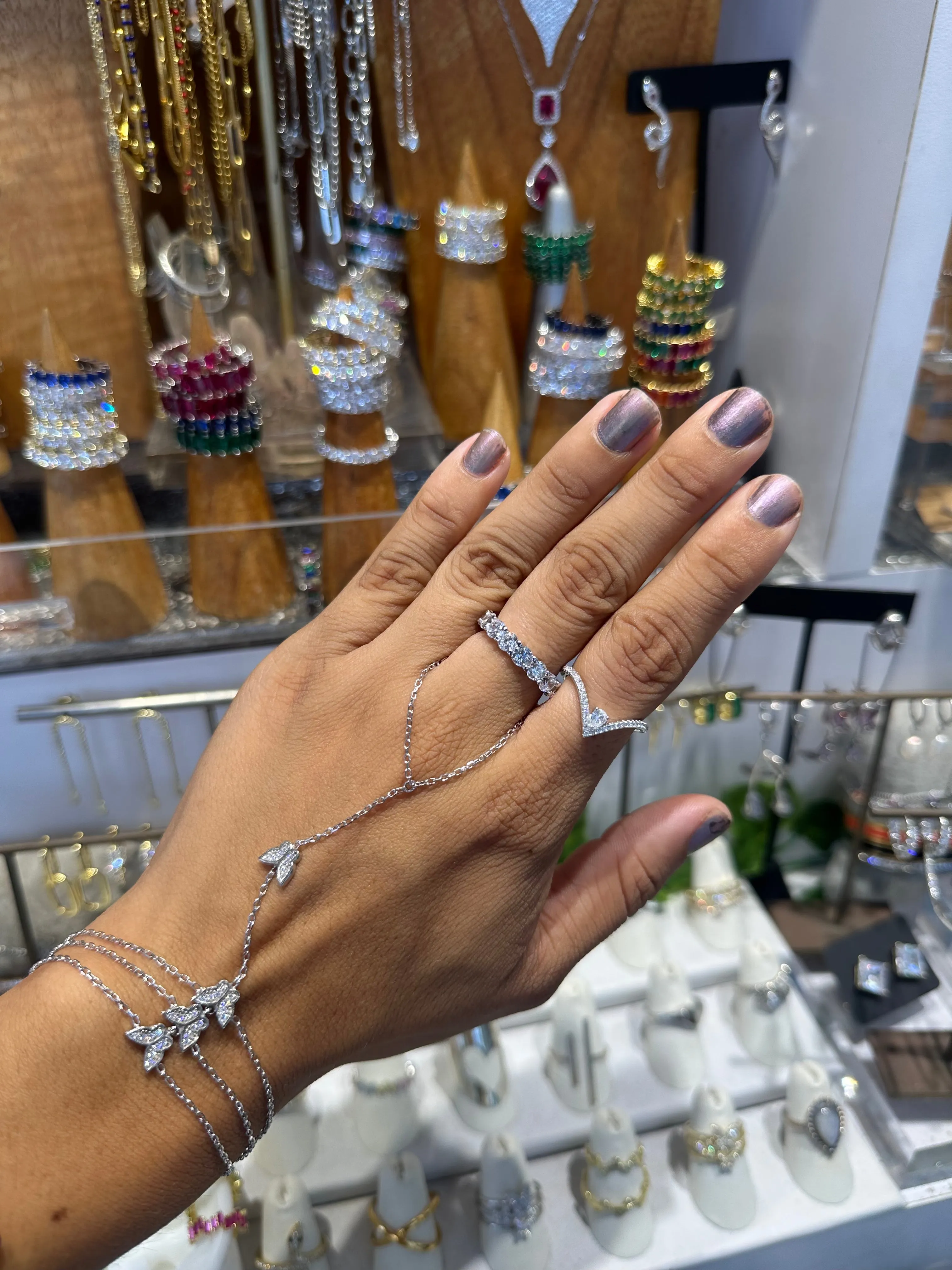 Butterfly Handchain Bracelet Sterling Silver 925 Bracelet Ring Attached Women's Jewelry