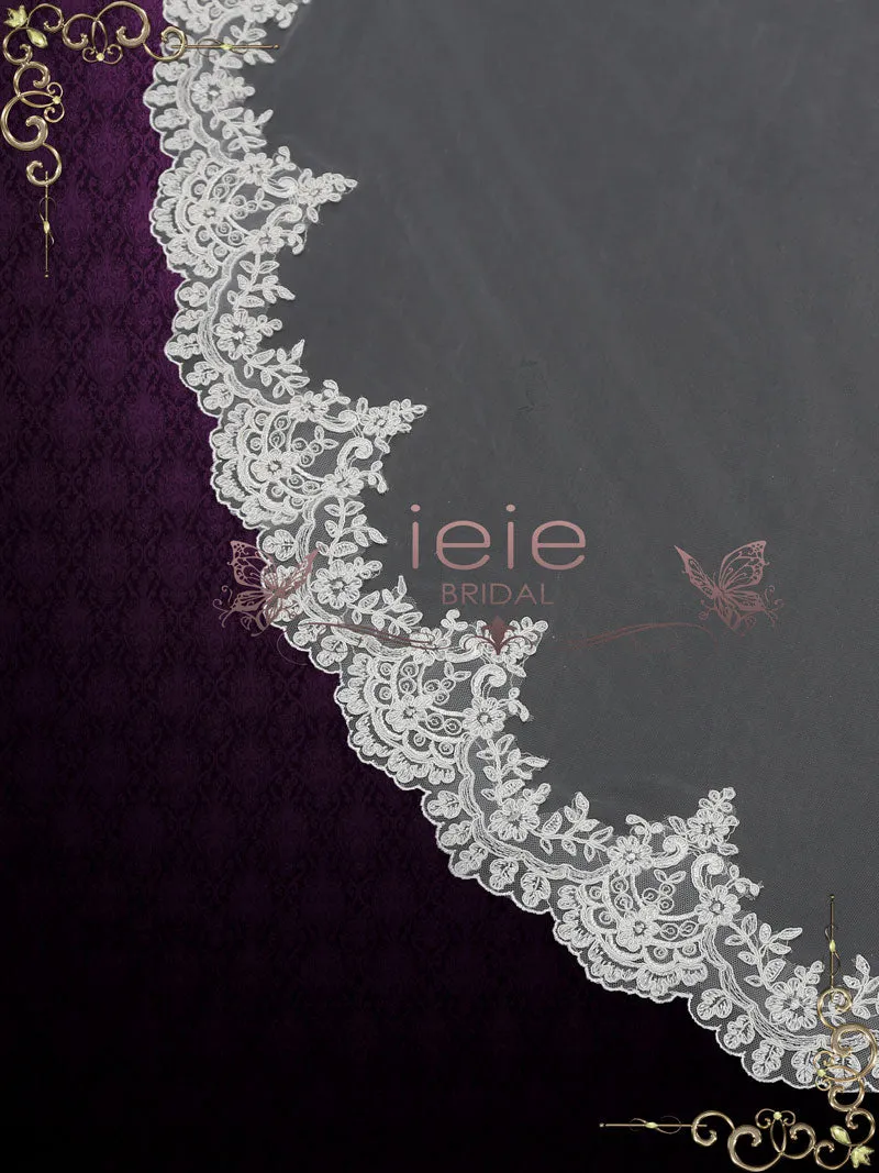 Cathedral Wedding Veil with Lace from Midway VG2013