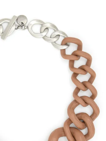 Chunky Links Statement Necklace Tan