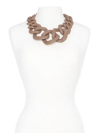 Chunky Links Statement Necklace Tan