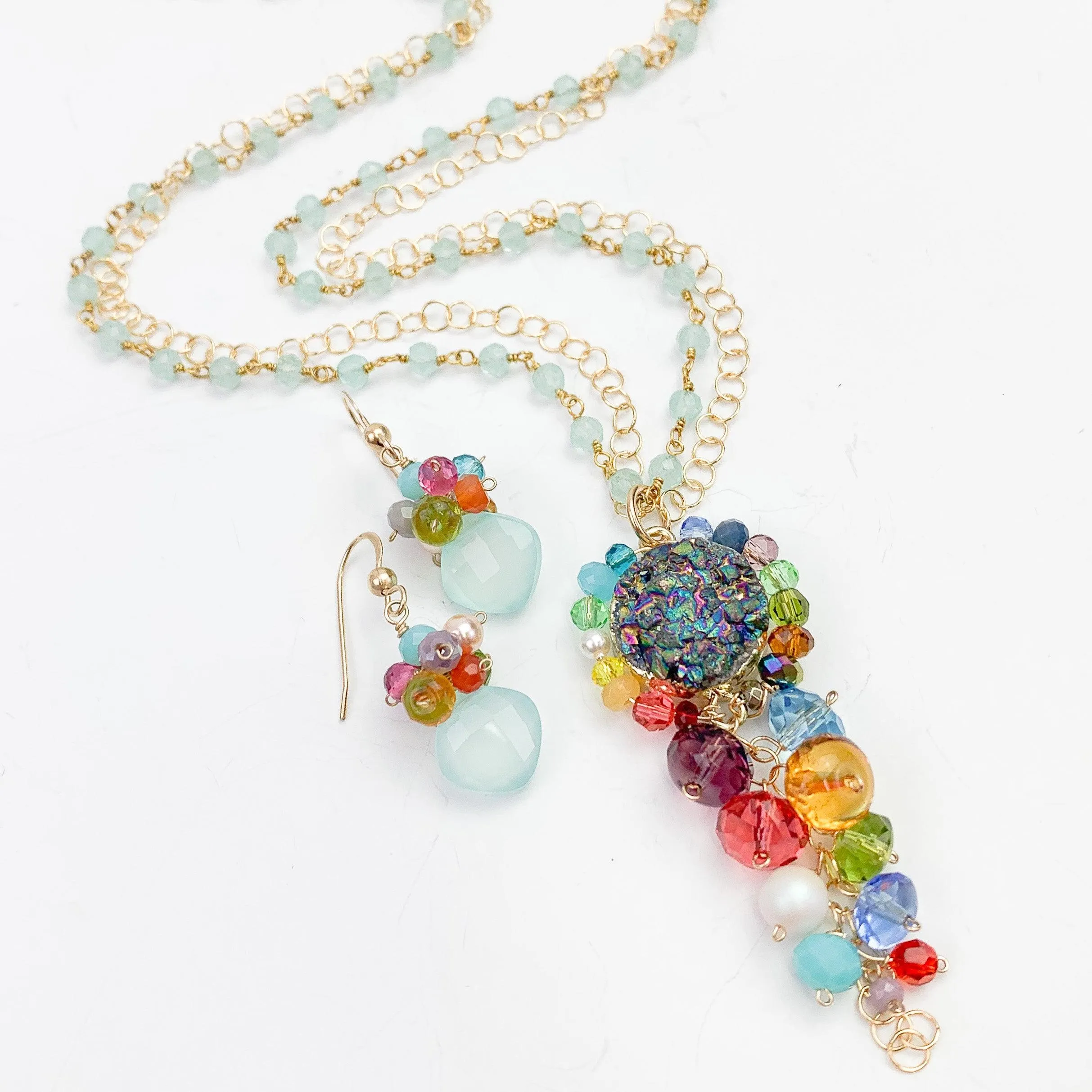 Colorful Iridescent Druzy Necklace