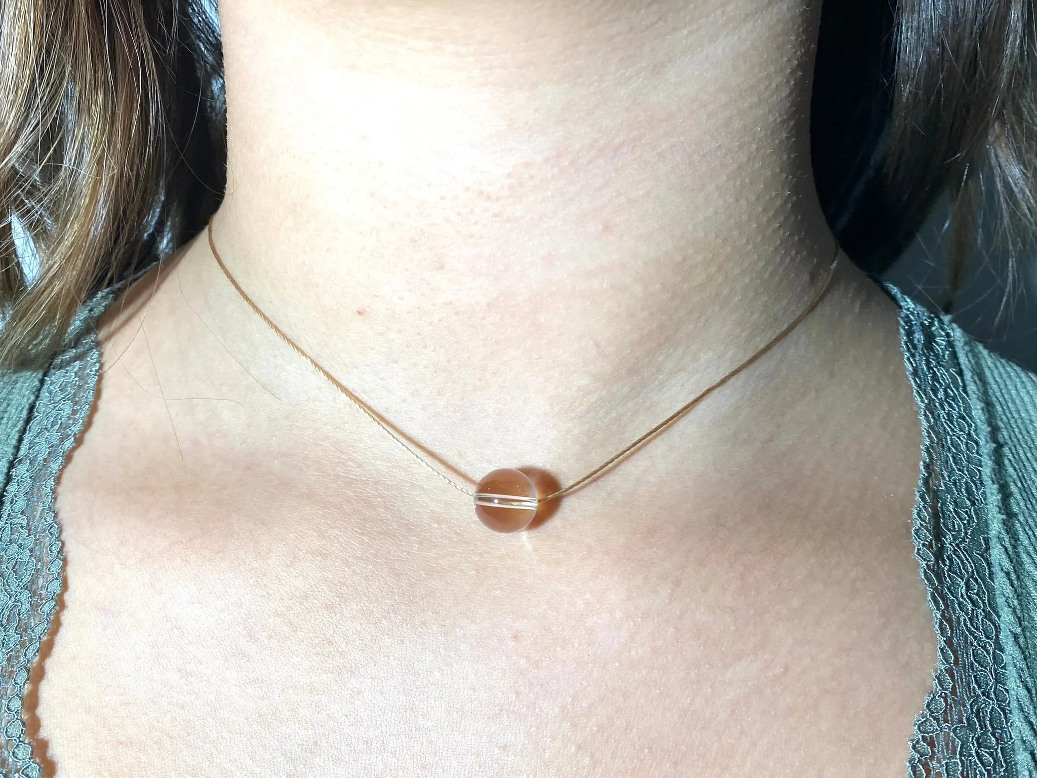 Crystal Bead Necklace on Fine Cord