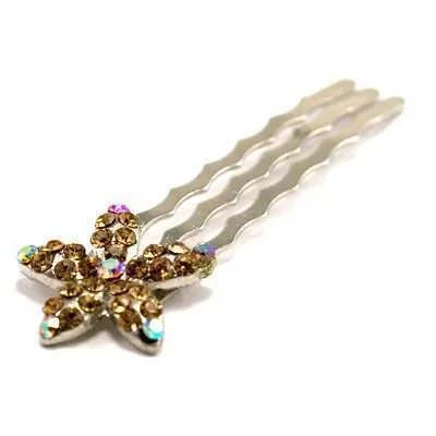 Crystal Flower Mini Hair Comb (5 piece set)