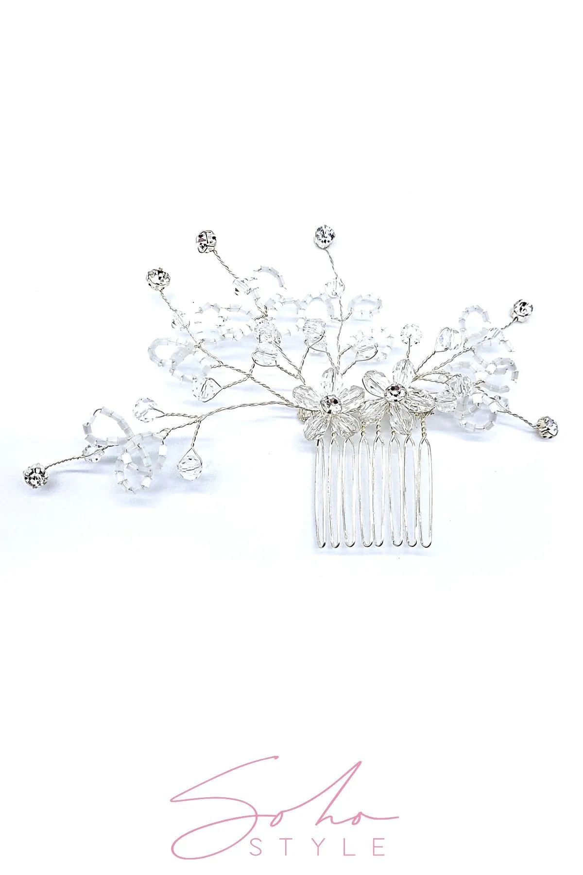 Crystalized Tree and Flowers Comb