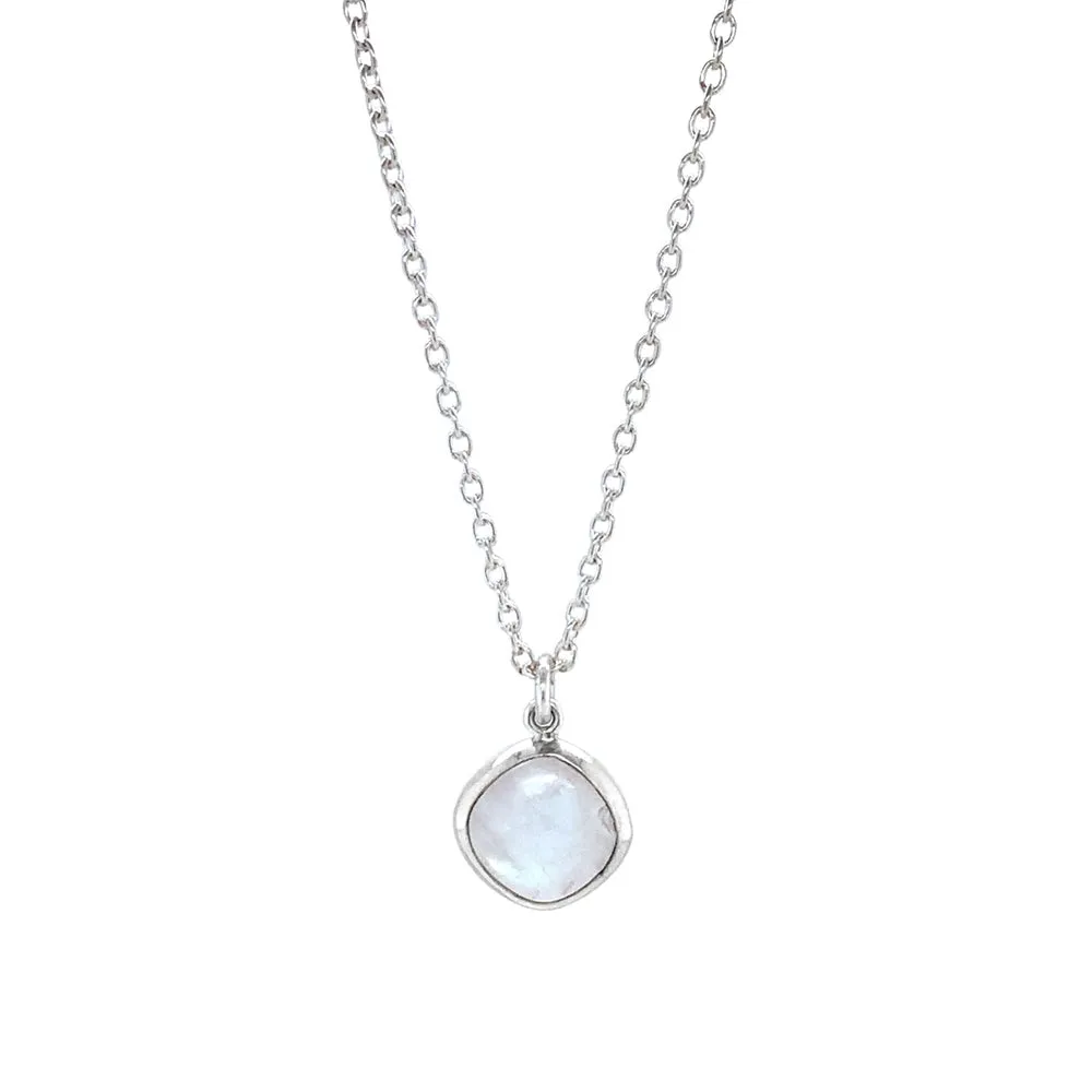 Cushion-Shaped Rainbow Moonstone Necklace